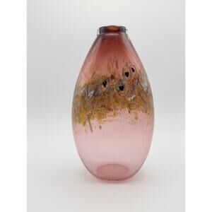 Contemporary Ombré Millefiori? Art Glass Pink Mauve Bud Vase Signed